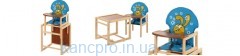 Стульчик М V-010-25-3 (1шт) для кормления,трансф,43-96-45см,рем.безоп,бол.спинк,дерев,голуб,заяц(СШ)