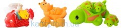 Пищалка животное 6327-1-2-8 (180шт) для купания, , 4шт, 3 вида, в сетке, 15-8-11см