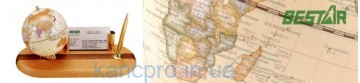 Глобус настольный 125мм Bestar 0930HDV на подст для визиток +ручка.т.вишня. анг.яз.