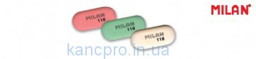 Ластик Milan 118 (В-8В)63х28,5х9,5мм; сер-Miga de pan (синт. резина); овал, цветная