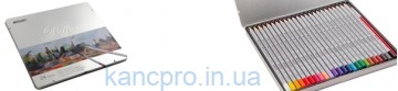 Карандаши в металл. кор. цветные 24цв. Marco №7120-24TN(акварел)+кист