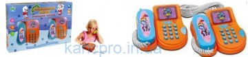 Телефон EC 80259 R/00598366 (48шт) проводной, 2 шт, звук, свет, на бат-ке, в кор-ке, 35-23-6см