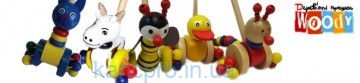 Деревянная игрушка Каталка MD 0024 (100шт) на палке48,5см,животные12см,10видов,в кульке,52-12-11см