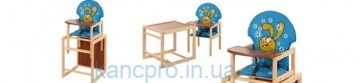Стульчик М V-010-25-3 (1шт) для кормления,трансф,43-96-45см,рем.безоп,бол.спинк,дерев,голуб,заяц(СШ)
