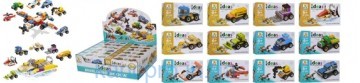 Конструктор  SM207B-SM208B (360шт) транспорт, 2вида, 12шт(12видов) в дисплее, 26,5-19,5-7,5см