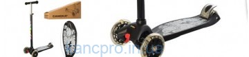 Самокат JR 3-055-B1 (1шт) MAXI,ст+пл,кол3штПВХ-св,2пер120мм,руль66/88см,подн.40-13см,рисун,черн,кор