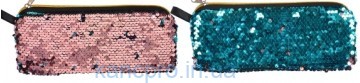 Пенал - косметичка с пайетками 5-133 "Бирюза-розовый" №4, 22*9см