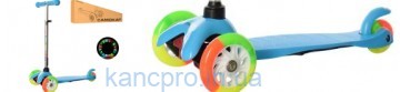 Самокат BB 3-013-4-A-BL (1шт) MINI,алюм+пласт,3колПУ-св,2пер120мм,задн70мм,подн29-11см, руль60/69см