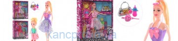 Кукла с нарядом 105488A (48шт) 28см, дочка 10см,платья,обувь, сумка,микс видов,в кор-ке,30-32,5-5см