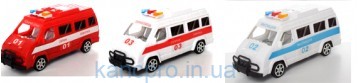 Спецтехника F366-6 (120шт) инер-я, 18,5см, 3вида(полиция,пожарная,скорая), в кульке,18,5-8-7см
