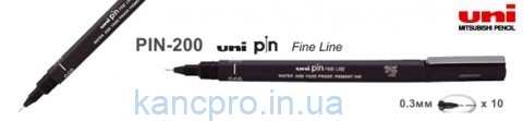 Лайнер uni PiN 0.3мм fine line, черный PIN03-200.Black