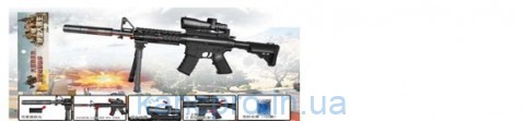 Автомат арт. M4-3 (60шт/2) батар.,приціл,лазер, кульки-гель, пакет 58*24,5*7см