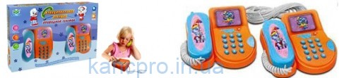 Телефон EC 80259 R/00598366 (48шт) проводной, 2 шт, звук, свет, на бат-ке, в кор-ке, 35-23-6см