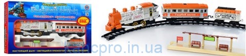 Железная Дорога 8041 (617) Голубой вагон,муз,свет,дым,дл. пути 282см,на бат-ке,в кор-ке, 48-30-7см