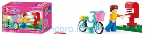 Конструктор SLUBAN M38-B0516 (64шт) фигурка, велосипед, почт ящик, 29дет, в кор-ке,14-9,5-4,5см