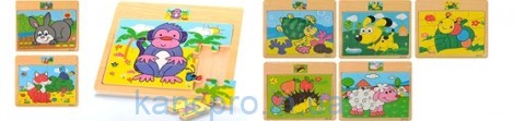 Деревянная игрушка Пазлы MD 0918 (200шт) животные, 12 видов, в кульке, 16,5-15-0,5см