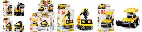 Конструктор SLUBAN M38-B0592 (216шт) стройтехника, в кор-ке, 8шт(4вида) в дисплее16-16,5-14,5см