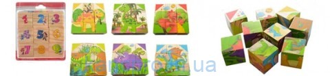 Деревянная игрушка Кубики MD 1304 (120шт) пазлы, 9шт, микс видов, на листе, 13-15-3,5см