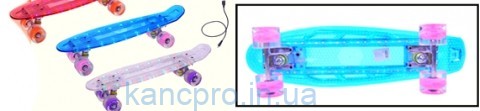 Скейт Пенни Борд SK17110  (8шт) свет USB+аккум..доска,3 цвета,колеса pu свет 15*56см