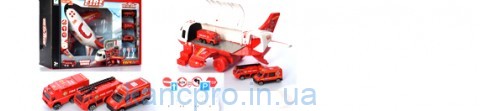 Набор с транспортом 660-A239/7668 (12шт) пожарн, самолет-гараж31см,машинки7см, зв,св,бат,в кор,46-31