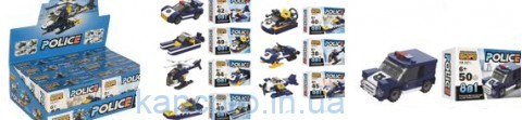 Конструктор KB 097 (288шт) транспорт, от 38дет, 8шт(8видов) в дисплее, 25,5-17,5-8,5см